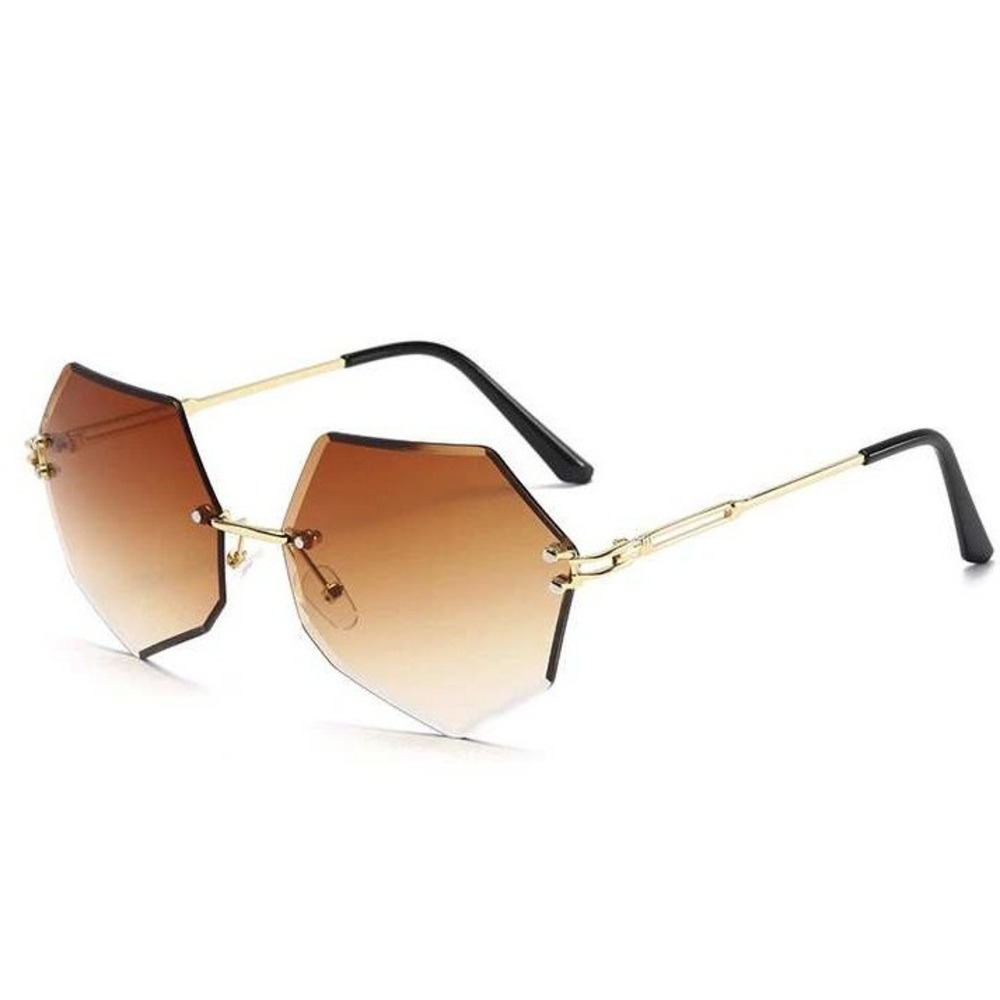 Rimless Sunglasses Women Fashion Polygon Trendy Shades Designer Sun Glasses New
